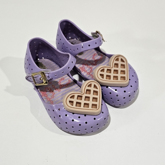 Mini Melissa Pastel Purple Heart Waffle Sandals Baby Toddler Girl Size 7 - Picture 1 of 8